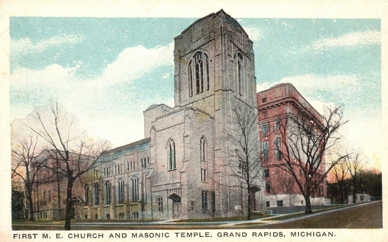 Vintage Postcard 1920's First ME Church & Masonic Temple Grand Rapids ...