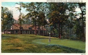 Vintage Postcard 1936 Spotwood Country Club Sports Ground Harrisonburg Virginia