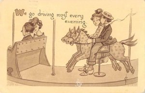 Romance Greetings Merry Go Round Vintage Postcard AA52845