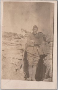 Canadian Soldier WW1 Tunnel Position Canada Military CEF RPPC Postcard SP23
