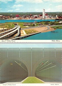 2~4X6 Postcards Mobile, AL Alabama  GEORGE C WALLACE TUNNEL & Entrance Views