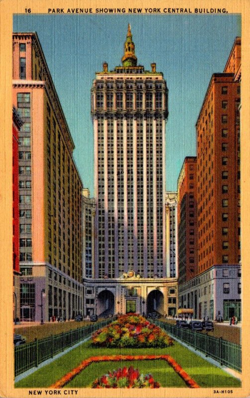 New York City Park Avenue Showing New York Central Building 1946 Curteich