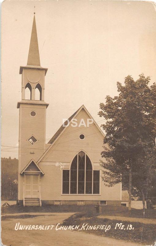 A54/ Kingfield Maine Me RPPC Real Photo Postcard 1912 Universalist Church