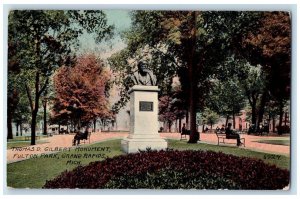 1913 Thomas D Gilbert Monument Fulton Park Grand Rapids Michigan MI Postcard