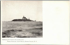 North Dumpling Light House, Fisher Island NY Vintage Postcard E59