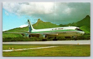 Air New Zealand DC-8 Jetliner Postcard Koru Tail Livery Rarotonga
