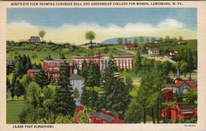 Carnegie Hall Greenbrier College for Women Lewisburg West Virginia Postcard Z29