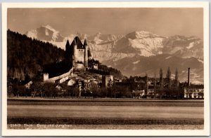 Thun Burg und Jungfrau Switzerland RPPC Real Photo Postcard