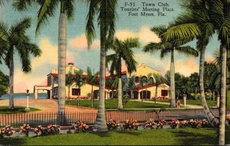 Florida Fort Myers Town Club Tourists' Meeting Place Curteich
