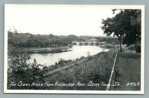 CEDAR FALLS IA CEDAR RIVER FROM RIVERVIEW PARK VINTAGE REAL PHOTO POSTCARD RPPC