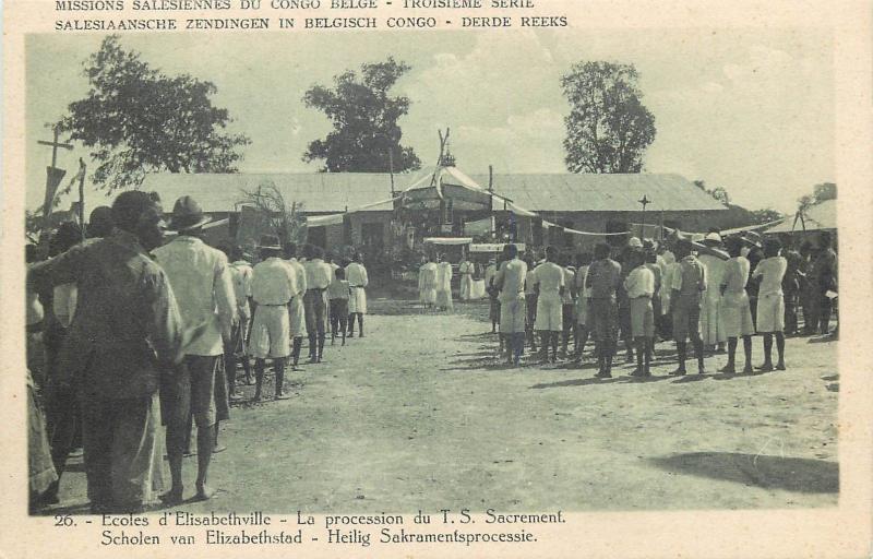 Missions Salesiennes Belgium Congo Belge Elisabethville school procession