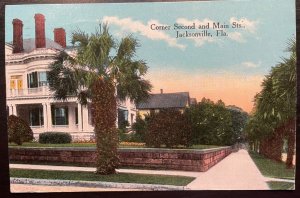 Vintage Postcard 1915 Corner of Second and Main Streets, Jacksonville, FLA