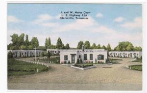 A and W Motor Court Motel US 41A Clarksville Tennessee linen postcard