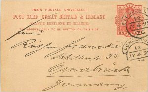 Entier Postal Stationery 1p London in 1895 for Germany