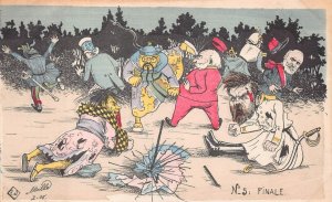 RUSSO-JAPANESE WAR JAPAN MILITARY FINALE FRANCE 5 ARTIST SIGNED POSTCARD (1905)