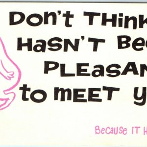 1964 It Hasn't Been Pleasant to Meet You Gem Publishing Cool Card Postcard A39