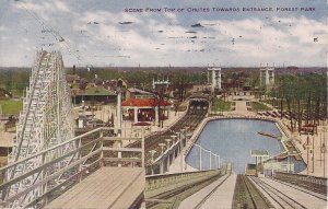 Chicago IL, AMUSEMENT Park, Forest Park, Roller Coaster, Chutes 1910 Postmark