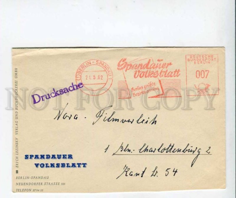 290488 GERMANY BERLIN 1962 Berlin-Spandau Spandauer Volkblatt Postage meter
