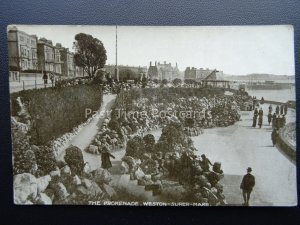 Somerset WESTON SUPER MARE The Promenade & BANDSTAND c1921 RP Postcard