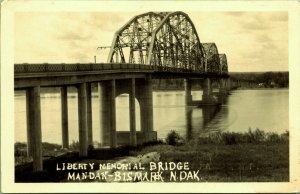 RPPC Liberty Memorial Bridge Mandan Bismarck North Dakota Real Photo Postcard