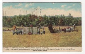 International Harvester Threshing Machines Farming Chile 1912 postcard