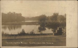 Collinsville Canton Connecticut River Train Tracks c1910 Real Photo Postcard