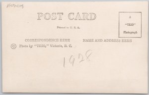 Victoria BC Boys School St. Michael's 1928 Trio Real Photo Postcard H79