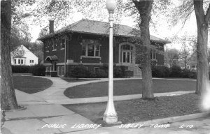 J10/ Sibley Iowa RPPC Postcard c1940s Public Library Building 161