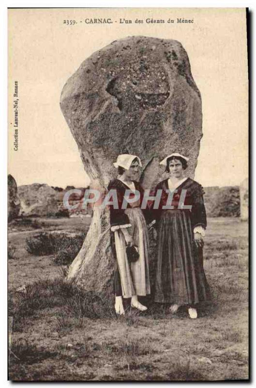 Old Postcard Dolmen Menhir Carnac the & # 39un of giants Menec Folklore