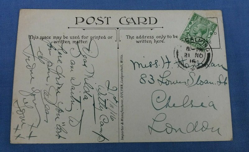 WW1 EMBROIDERED SILK POSTCARD CANADA FOR EVER MAPLE LEAF POSTED 1916  D1