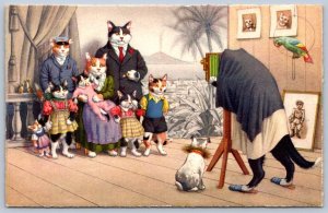 K48/ Mainzer Dressed Cat Cats Hartung c50s Postcard Comic L.I. Photo Studio 231