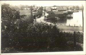 Dirt Road & Bldgs - South Bristol ME Written on Back Real Photo Postcard