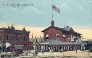 C B & Q Depot, Aurora, IL, Illinois, USA Depot Railroad 1915 