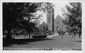 J81/ Spring Valley Illinois RPPC Postcard c30s Immaculate Conc. Church 302