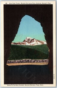 1934 Glacier National Park, Mont. Tunnel Window Logan Pass Sun Highway Peak A218
