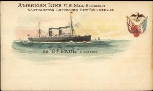 American Line Steamship SS St. Paul US Mail c1900 Private Mailing Card