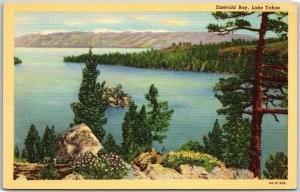 Lake Tahoe California, Emerald Bay, South Shore, Wooded Ridges, Vintage Postcard