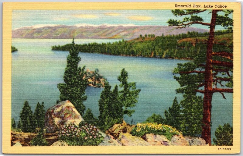 Lake Tahoe California, Emerald Bay, South Shore, Wooded Ridges, Vintage Postcard