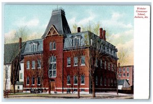 1910 Exterior View Webster Grammar School Building Auburn Maine Vintage Postcard 