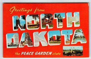 Greetings From North Dakota The Peace State Large Big Letter Chrome Postcard