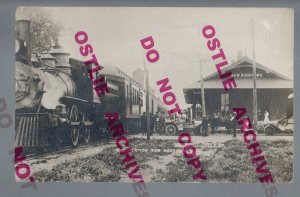 New Rockford NORTH DAKOTA RPPC 1912 DEPOT Train Station NP RR Northern Pacific