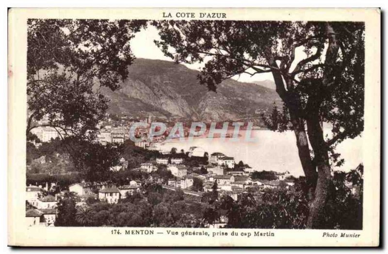 Menton - Vue Generale taking Cap Martin - Old Postcard