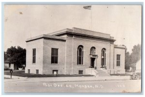 Mandan North Dakota ND Postcard RPPC Photo Post Office Building Car c1920's