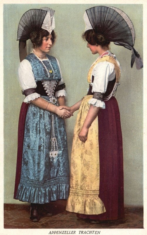 Vintage Postcard 1920's Appenzeller Trachten Costumes Switzerland