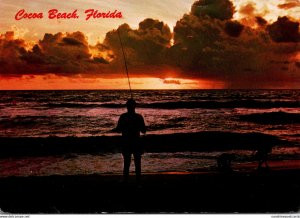 Florida Cocoa Beach Surf Fishing Scene 1980