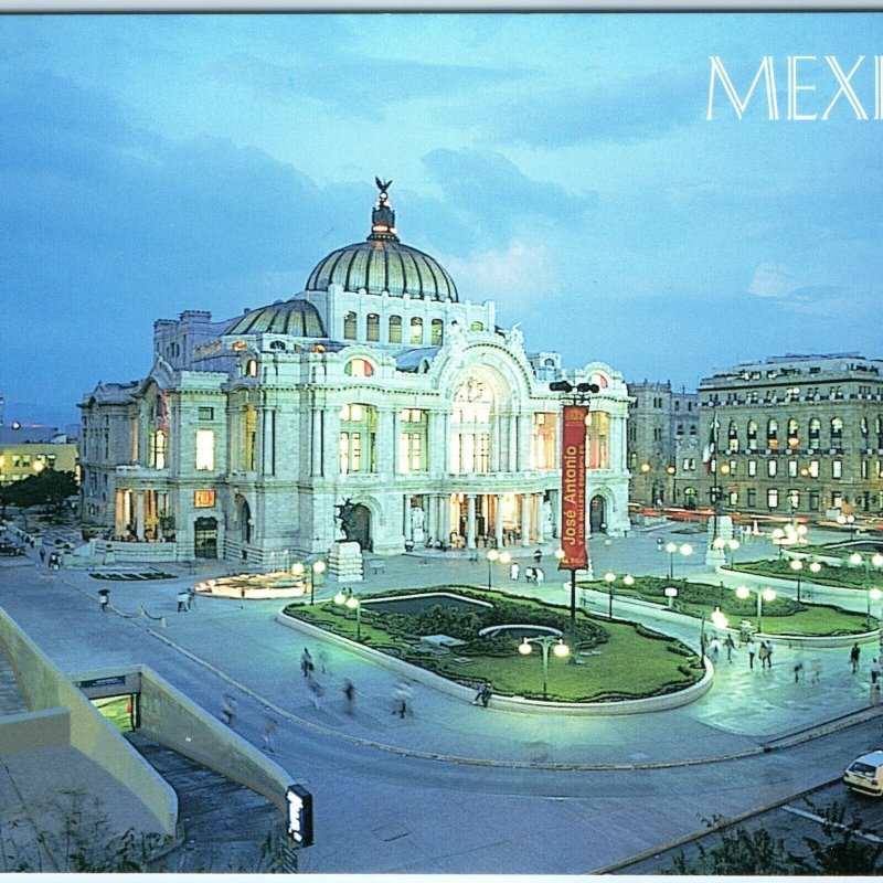 c1990s Mexico City Mexico Palacio de Bellas Artes Night Lit Square Chrome Lg M28