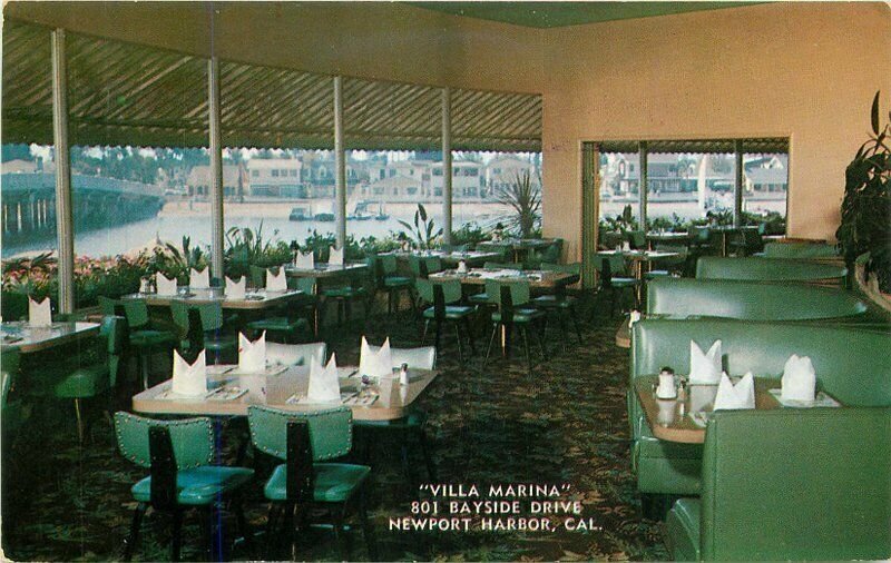 Newport Harbor California Villa Marina Interior Dexter Bush Postcard 21-4418