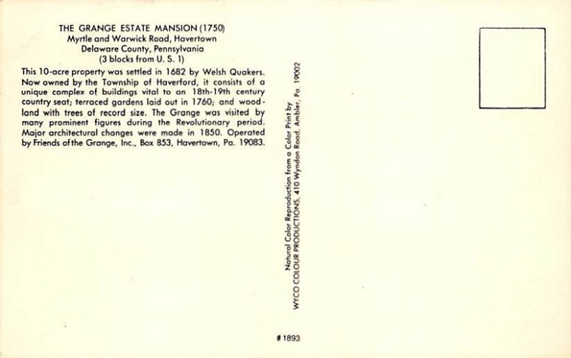 Grange Estate Mansion  Delaware County, Pennsylvania PA