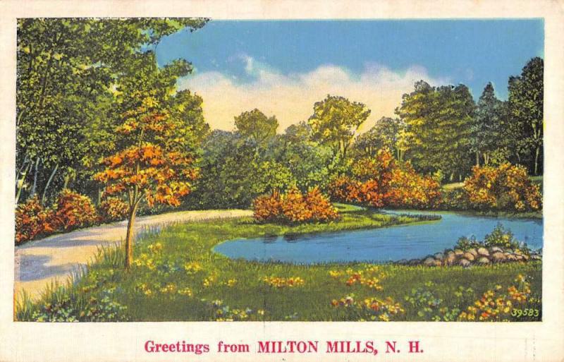 Milton Mills New Hampshire Scenic Roadway Greeting Antique Postcard K88744