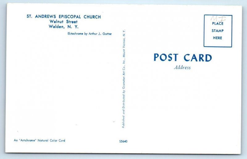 3 Postcards WALDEN, NY ~ Churches DUTCH REFORMED, Episcopal, Catholic c1960s